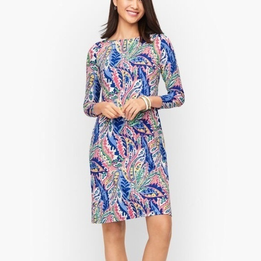 Talbots Shift‎ Dress Womens XS Botanical Paisley Vacation Coastal
